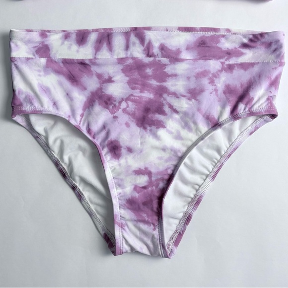 Fresh Water Brand - Purple and White High-Waist Tie-Dye Bikini Set Wome's size M - Picture 3 of 9